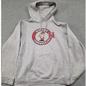 NCAA Nebraska Cornhuskers Lil Red Mascot Hoodie Gray Mens Small KA INC‎ Pullover